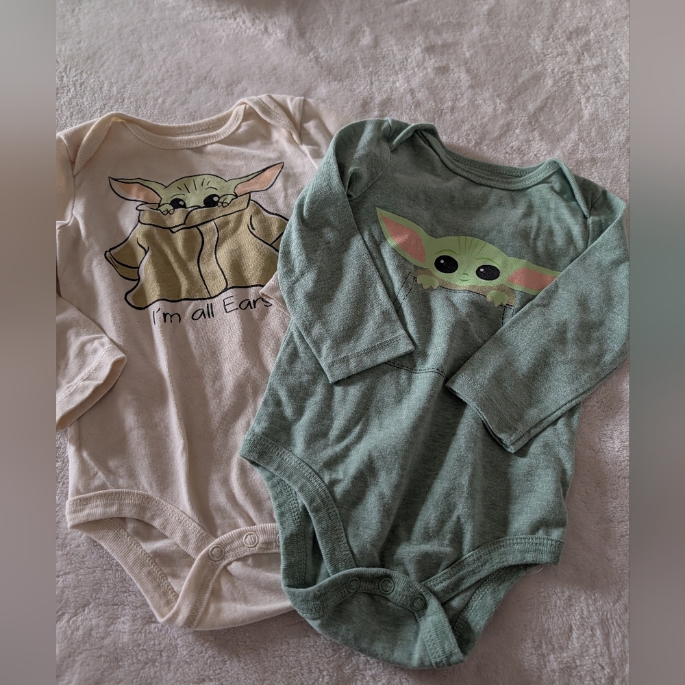 Star Wars Baby Yoda Bodysuit Set - Cream and Green
